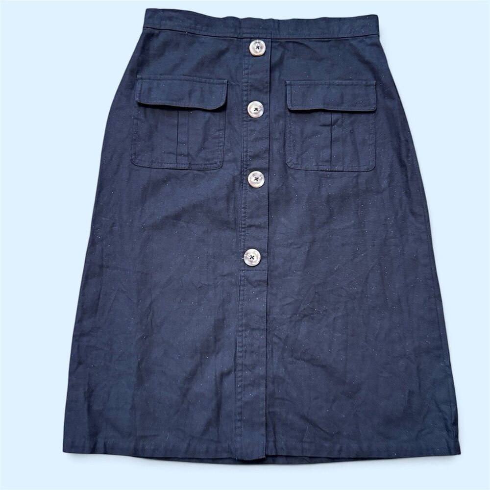 Very J Black Denim A-Line Skirt 28x24 Preppy Streetwear Boho Western Button Trim